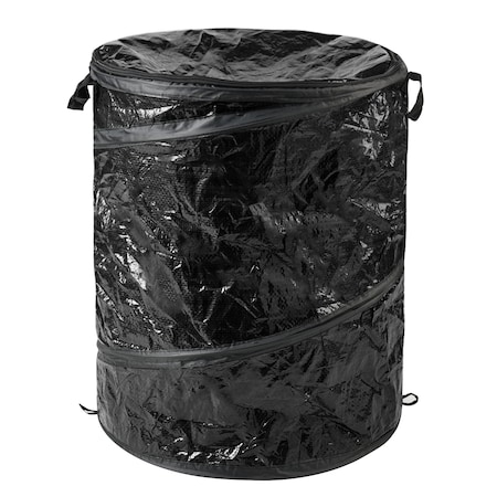 Wakeman Round Collapsible Trash Can, Black, Polypropylene & 3.3S steel wire, 22 in 75-CMP1152